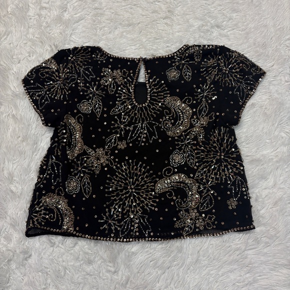 Miss Selfridge's embellished crop top black & gold - Picture 4 of 4